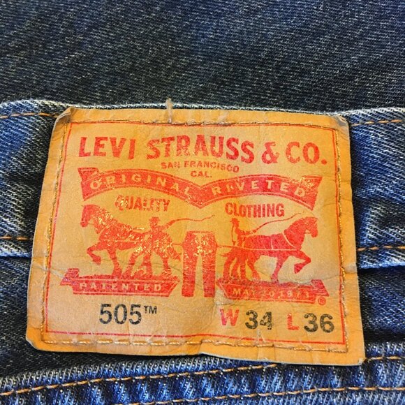Levis 505 Jeans Mens Tagged Size 34x36 Measures 32x34.5 Straight Cut - Picture 6 of 14